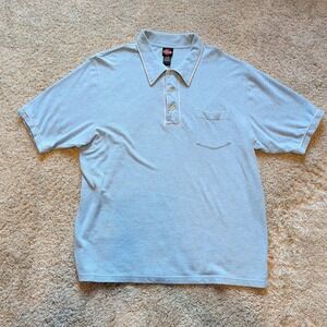 Nick Danger Polo Shirt Mens XL Light Blue Short Sleeve Cotton Contrast Piping